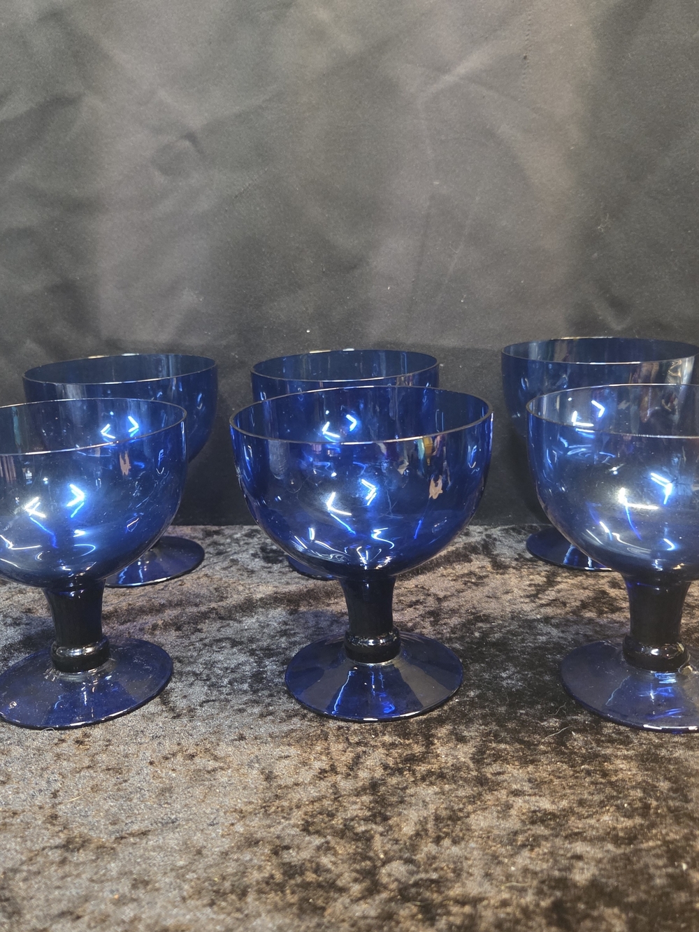 Cobalt Blue Jombo Cocktail Sherbet Dessert Wine Glass Hand Blown Stemware - 6